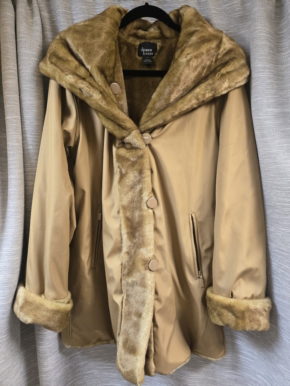 Vintage Dennis Basso Faux Fur to Water Resistant Reversible Coat NWOT